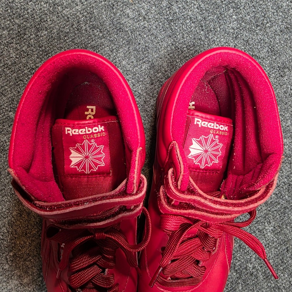 Reebok Freestyle Hi Womens 10 Red Leather High Top Sneakers 2240 Classic Retro - Picture 14 of 14